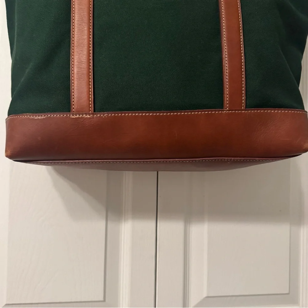 Polo by Ralph Lauren Green Canvas Tote with Brown Leather Trim - Picture 5 of 11